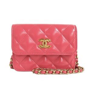 Chanel Matelasse Chain Pochette Salmon Pink Cd0204 Gold Hardware Cuff